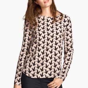 H&M | blush bird print button back blouse
